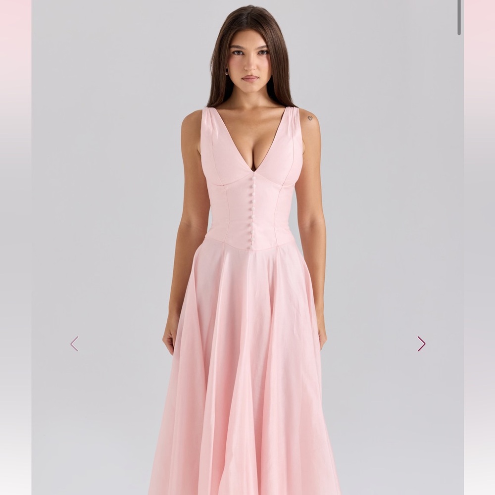 House of CB “Samira” Pink Chiffon Button Dress - Picture 6 of 6